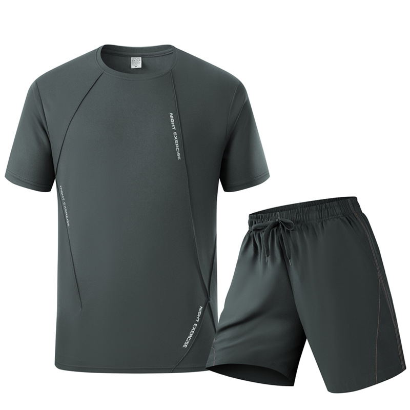 Running Gear For Men - Męski letni zestaw sportowy: szybkoschnąca koszulka